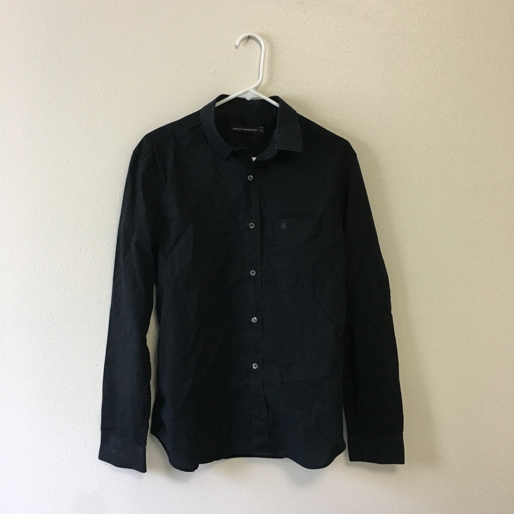 French Connection Black Long-Sleeve Shirt